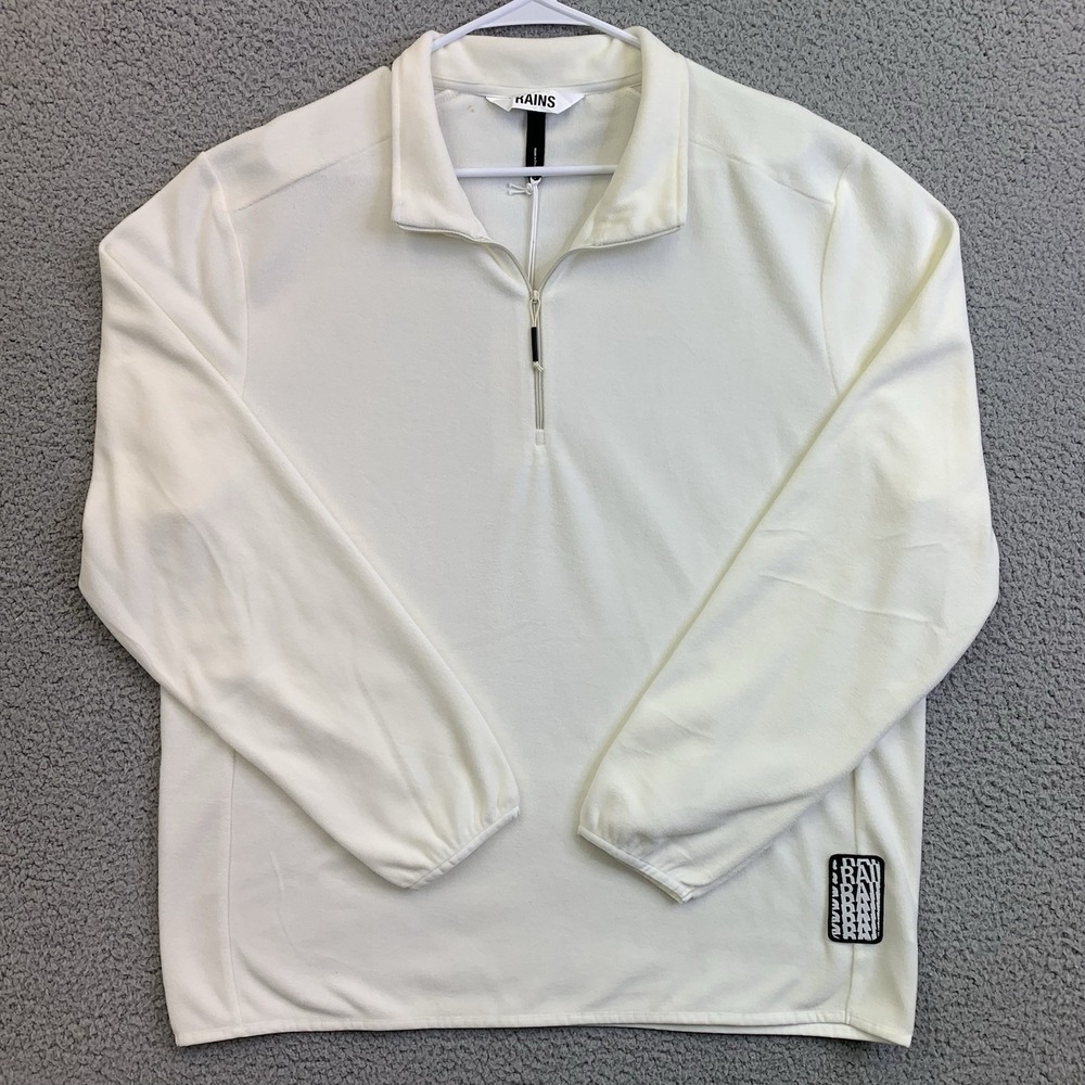 RAINS Mens‎ Fleece Pullover Half Zip Fossil Off White Color Size Large